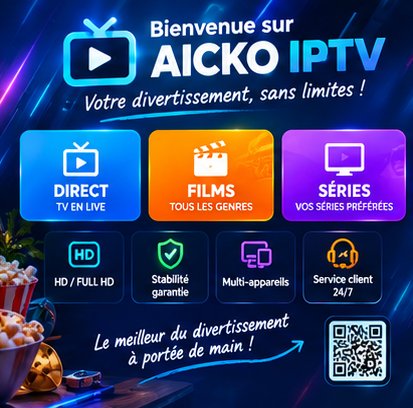 App AICKO IPTV: Live-Fernsehen, Filme und Serien in HD auf Fernseher, Computer, Handy und Tablet, mit Sport, Kino, Dokumentationen, Musik und Kinderprogrammen